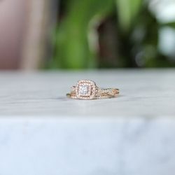 Rose Gold jewelry is always elegant. Find a rose gold engagement ring or wedding ring today