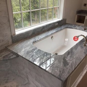 Superior Marble & Tile - Finished tub deck with Bardiglio Marble - General Contractors Near Me - Norwalk, Connecticut