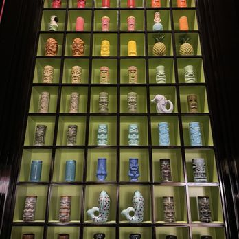 Golden Monkey Tiki Lounge - Close up of tiki cup wall - Cocktail Bars Near Me - Las Vegas, Nevada