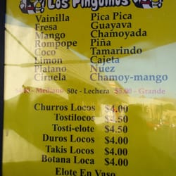 Raspados Los Pinguinos - Menu Selections