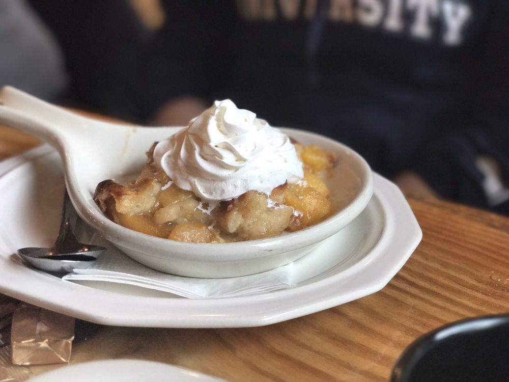 Peach homemade pie. Same, substituted with whipped cream instead of