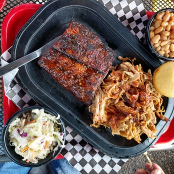 Skeeter's BBQ - Ribs, pulled pork, beans, coleslaw and corn muffin. - Barbeque Near Me - Shamokin Dam, Pennsylvania