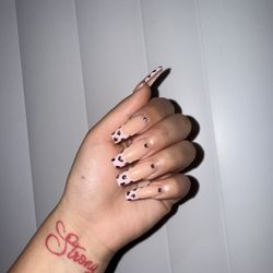 Polish Parlor - Cheetah print nails with gems