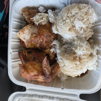 Ray's Kiawe Broiled Chicken - Charbroiled chicken with the shoyu sauce mix dumped all over - Food Stands Near Me - Haleiwa, Hawaii