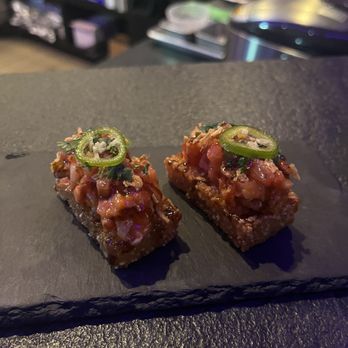 Norigami - Spicy salmon crispy rice - Japanese Near Me - Houston, Texas Norigami - Spicy salmon crispy rice - Japanese Near Me - Houston, Texas