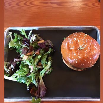 Chomp Kitchen & Drinks - Plain burger with salad - American Near Me - Warren, Rhode Island