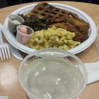 Dame's Chicken & Waffles - Chicken N Waffles and hand crafted ale courtesy of @trianglebrewing - Southern Near Me - Durham, North Carolina