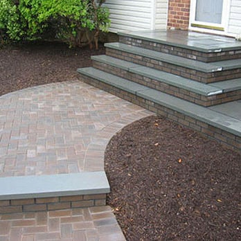 A Stone Flake - Front walkways with blue stone treads. - Landscaping Near Me - Sudbury, Massachusetts
