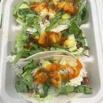 Tic Tac Taco - barbacoa tacos with cheese, lettuce, pineapple salsa and their Boca Loca sauce which is a nice sweet/spicy mango habanero! - Mexican Near Me - Pataskala, Ohio