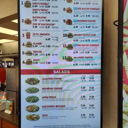 a menu for a fast food restaurant