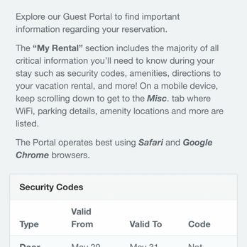 Ryson Vacation Rentals - Guest portal showing door code not received at 11:40 pm - Property Management Near Me - Galveston, Texas