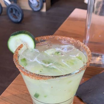 SOL Mexican Cocina - Cucumber Jalapeño Margarita with Chile rim - Bars Near Me - Denver, Colorado SOL Mexican Cocina - Cucumber Jalapeño Margarita with Chile rim - Bars Near Me - Denver, Colorado