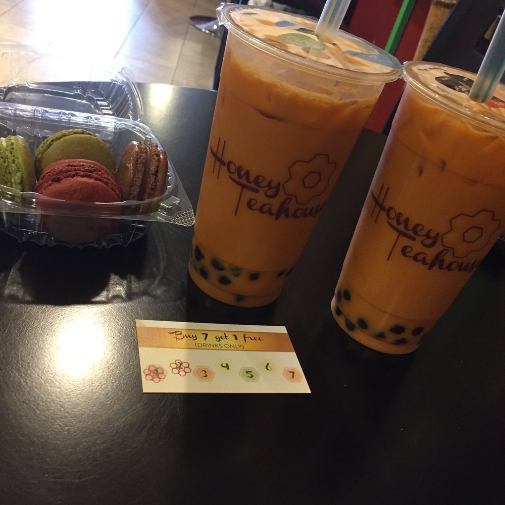 Honey Teahouse - Two Thai teas and macaroons! Yummm!! - Juice Bars & Smoothies Near Me - Cypress, Texas