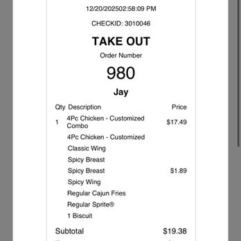 Popeyes Louisiana Kitchen - My order - Fast Food Near Me - Barstow, California