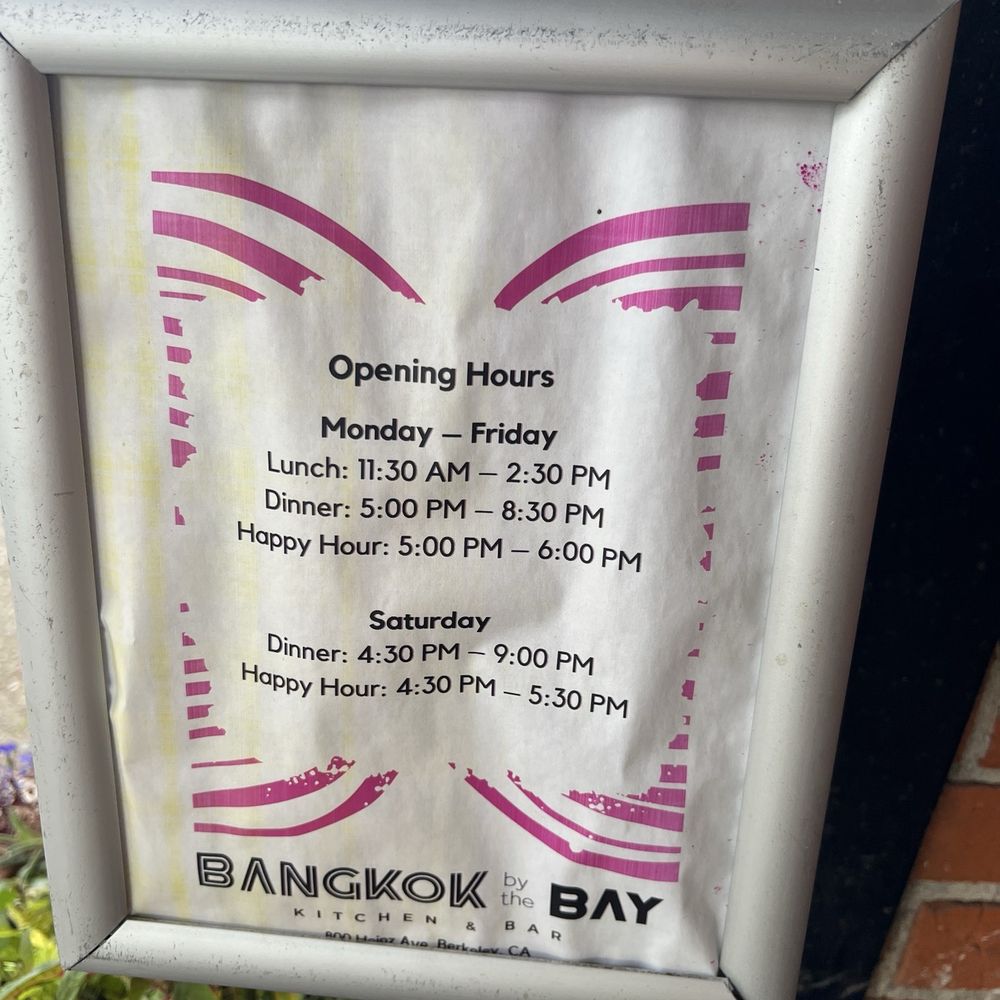 Bangkok By The Bay - Hours of operation 5/2026 - Thai Near Me - Berkeley, California