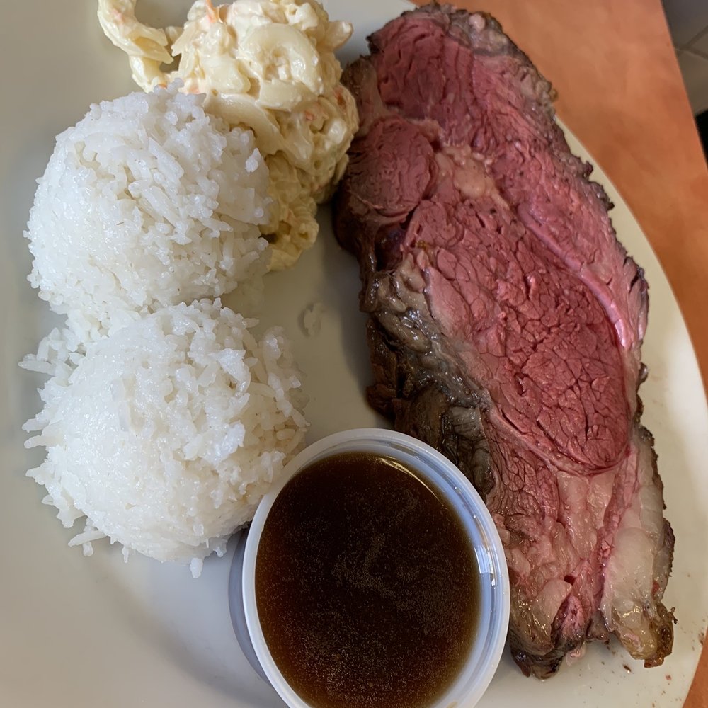 Ray's Café - Prime rib (med) with white rice and Mac salad. $18.50. - American Near Me - Honolulu, Hawaii Ray's Café - Prime rib (med) with white rice and Mac salad. $18.50. - American Near Me - Honolulu, Hawaii