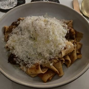 Freeman’s - Pappardelle with braised short rib ragout before mixing cheese. - Modern European Near Me - Provincetown, Massachusetts Freeman’s - Pappardelle with braised short rib ragout before mixing cheese. - Modern European Near Me - Provincetown, Massachusetts
