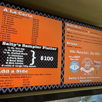 Salty's BBQ & Catering - menu - 2 of 2 (June 2026) - Caterers Near Me - Bakersfield, California