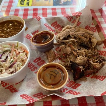 Red State BBQ - Pulled Pork Plate with Cole Slaw and Baked Beans - Barbeque Near Me - Lexington, Kentucky Red State BBQ - Pulled Pork Plate with Cole Slaw and Baked Beans - Barbeque Near Me - Lexington, Kentucky