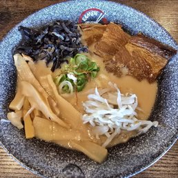 Shoyu Ramen - Pork Bone Broth with Shoyu Base & Garlic Paste. Toppings: Pork Chashu, Bamboo Shoots, Wood Ear Mushrooms, Green onion. Shoyu Ramen - Pork Bone Broth with Shoyu Base & Garlic Paste. Toppings: Pork Chashu, Bamboo Shoots, Wood Ear Mushrooms, Green onion.