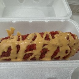 Hot Cheeto all beef corn dog