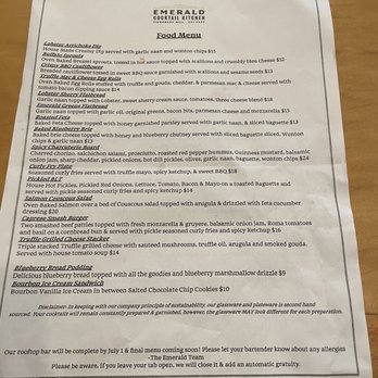 Emerald Cocktail Kitchen - Menu - Cocktail Bars Near Me - Syracuse, New York