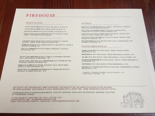 Menu photo 5 Firehouse Restaurant Portland, OR