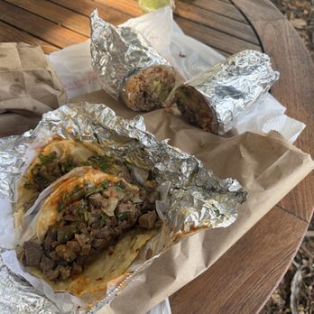 Taqueria Cancun - Lengua tacos and cabeza super burrito - Mexican Near Me - San Francisco, California