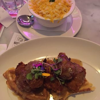 Deville Dinerbar - Chicken and waffles with a side of Mac and Cheese - Diners Near Me - Montreal, Quebec Deville Dinerbar - Chicken and waffles with a side of Mac and Cheese - Diners Near Me - Montreal, Quebec