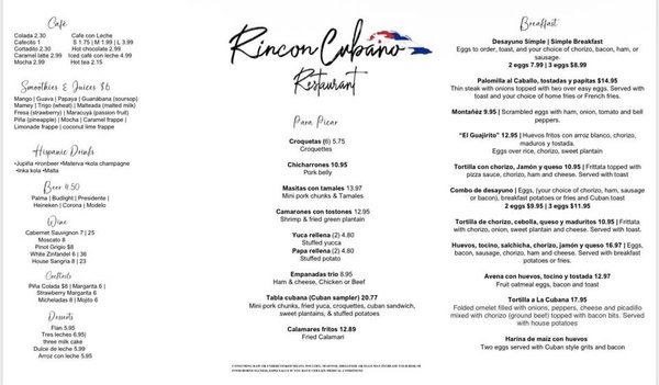 Menu photo 3 Rincon Cubano Cape Coral, FL