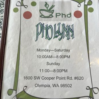 Pho Lynn - Hours - Vietnamese Near Me - Olympia, Washington Pho Lynn - Hours - Vietnamese Near Me - Olympia, Washington