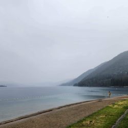 Swimming area on a rainy day