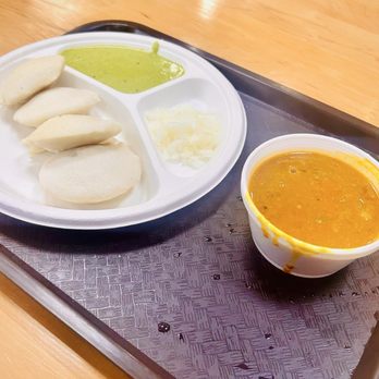 Sukhadia Sweets and Snacks - idli with sambhar and chutney - Desserts Near Me - Chicago, Illinois