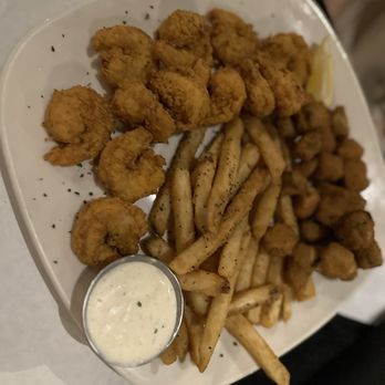 Half Shell Oyster House - Fried shrimp with French fries and fried okra - Seafood Near Me - Biloxi, Mississippi