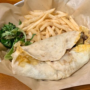 Taco Bravo - Steak burrito (flipped upside down) and shoestring fries - Mexican Near Me - Timonium, Maryland Taco Bravo - Steak burrito (flipped upside down) and shoestring fries - Mexican Near Me - Timonium, Maryland