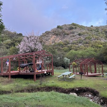 Hermit Gulch Campground - Tent cabin structures at Hermit Gulch campground. Currently not set up due to damage from storms - Campgrounds Near Me - Avalon, California Hermit Gulch Campground - Tent cabin structures at Hermit Gulch campground. Currently not set up due to damage from storms - Campgrounds Near Me - Avalon, California