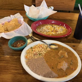 D'Corazon - Green Chili Plate (with pork), tamale, and chips and salsa. - Mexican Near Me - Denver, Colorado D'Corazon - Green Chili Plate (with pork), tamale, and chips and salsa. - Mexican Near Me - Denver, Colorado