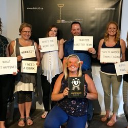 District 3 Escape Rooms - Team Six Chicks & the Weird Guy, on the last puzzle as time ran out.