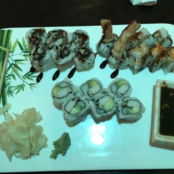 Golden Pavilion - The dark drops are the sauce for the Shrimp Tempura rolls and eel/cucumber rolls. - Chinese Near Me - Bowie, Maryland