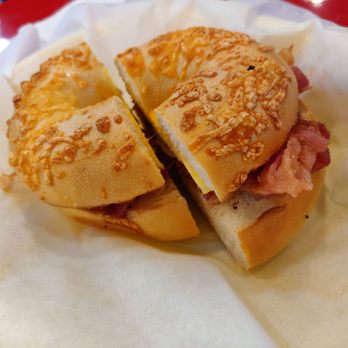 Ozark Mountain Bagel - Bacon, egg & cheese on asiago! My picky eater said the bacon was cooked just right and all was delicious! - Breakfast & Brunch Near Me - Bentonville, Arkansas Ozark Mountain Bagel - Bacon, egg & cheese on asiago! My picky eater said the bacon was cooked just right and all was delicious! - Breakfast & Brunch Near Me - Bentonville, Arkansas