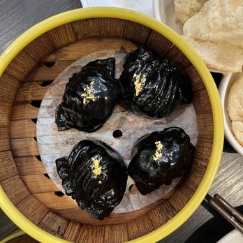 Chef Tony Dim Sum - Squid ink shrimp dumpling with gold leaf - Dim Sum Near Me - Arcadia, California