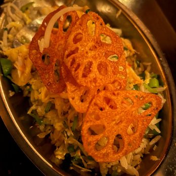 Kings Co Imperial - Crab fried rice with fried lotus root chips - Chinese Near Me - New York, New York Kings Co Imperial - Crab fried rice with fried lotus root chips - Chinese Near Me - New York, New York