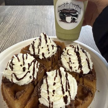 Mountain Roasting - Iced matcha and Nutella waffle - Coffee & Tea Near Me - Felton, California Mountain Roasting - Iced matcha and Nutella waffle - Coffee & Tea Near Me - Felton, California