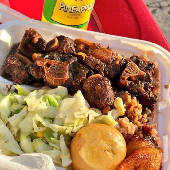 Island Reggae Kitchen - oxtail , rice and pea, cabbage, dumpling and plantain - Caribbean Near Me - Gardena, California