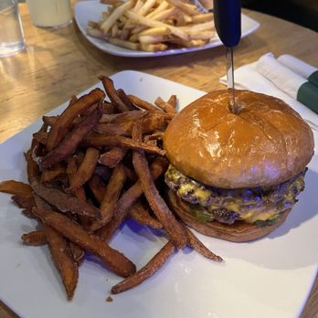 Mario's East Side Saloon - Cheeseburger with sweet potato fries - Sports Bars Near Me - Pittsburgh, Pennsylvania