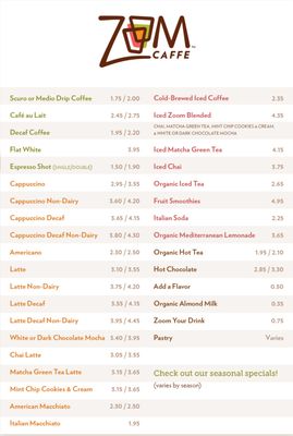 Menu photo 2 Zoom Caffe San Jose, CA Menu photo 2 Zoom Caffe San Jose, CA