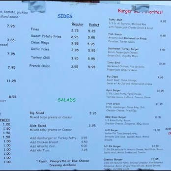 Burger Me - The menu, just to the side of the "order door," lists the many varieties of burgers, salads, sides and "Add On's - Burgers Near Me - Truckee, California