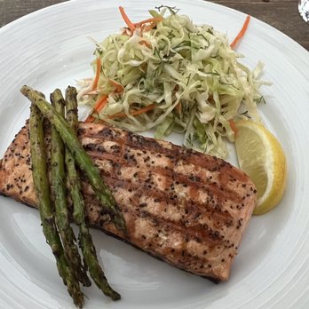 Cafe Dacha - Grilled salmon with cabbage instead of beets. Loved. - Ukrainian Near Me - Highland Park, Illinois