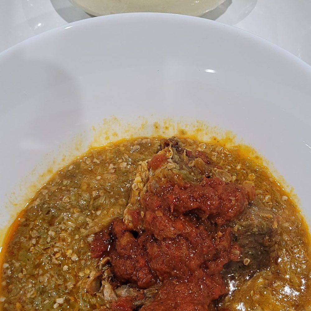 The Jollof Buka - Okra stew with fufu on the side - African Near Me - Indianapolis, Indiana The Jollof Buka - Okra stew with fufu on the side - African Near Me - Indianapolis, Indiana