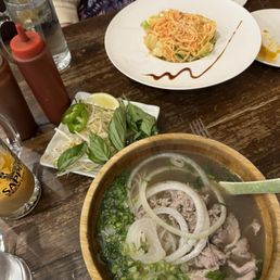 Beef Vietnamese Pho Beef and spicy kani salad Beef Vietnamese Pho Beef and spicy kani salad